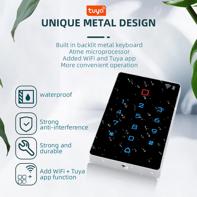Stand Alone or WIFI Tuya App Door Lock Waterproof Access Control System Standalone Keypad RFID Gate Entry Access Controller T12 5