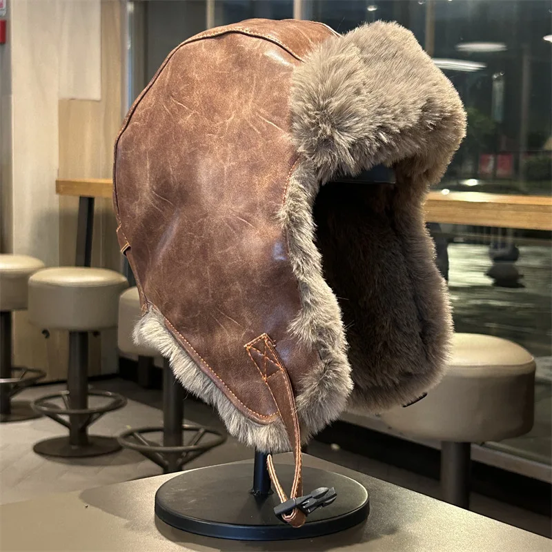 Winter Plus Velvet And Thickened Fur All In One Warm Cycling Ear Protection Hat For Men Women Outdoor Windproof Ski Pilot Hats winter hat fur hat earflap hat