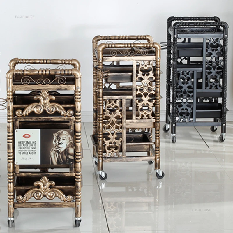 Commercial Furniture Hair Salon Trolley Fashion Hairdressing Multi-layer Tool Cart Barber Shop Multi-functional Storage Rack G