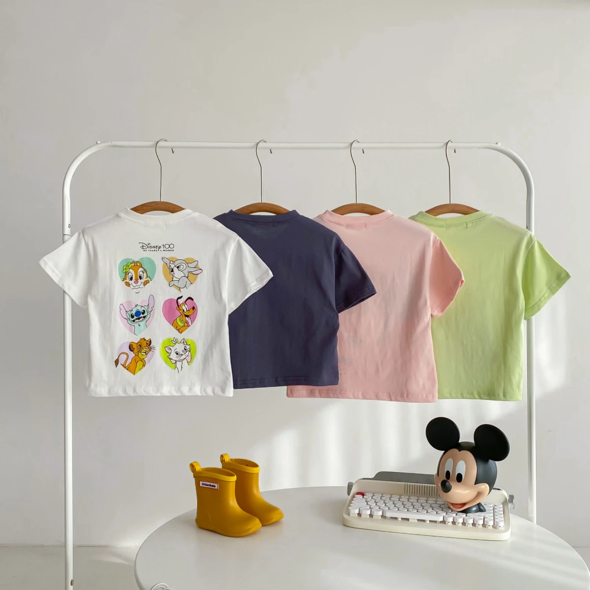 Cartoon Mickey T-shirt Summer Clothing Children's Wear Tops Tees Short Sleeve Boys T Shirts Girls Crewneck Tshirt Disney 1-6 Age 2