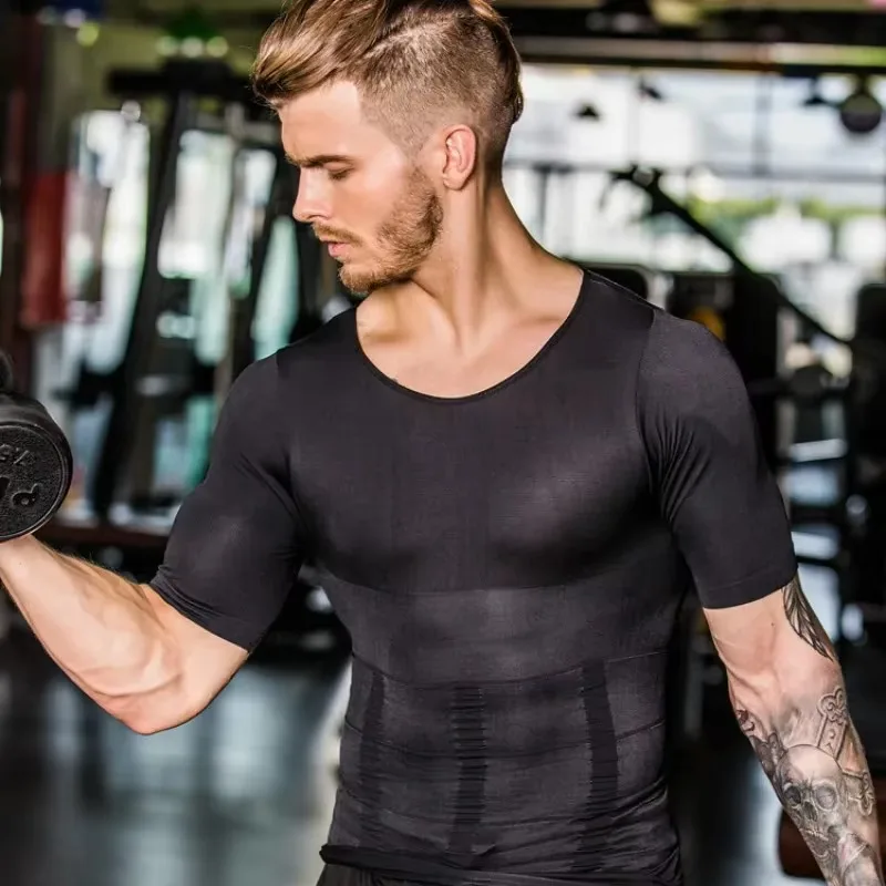 T-shirt De Compression Homme FONCBIEN - Gainant Ventre Et Dos, Correction Posture, Nylon/élasthanne
