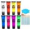 UV Neon Oil Face and Body Art Paint, 8 Tubes Glow in the Dark Body Paints Makeup, Neon Fluorescent Glow in Dark Party Cosmetics 1