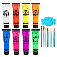 UV Neon Oil Face and Body Art Paint, 8 Tubes Glow in the Dark Body Paints Makeup, Neon Fluorescent Glow in Dark Party Cosmetics 1