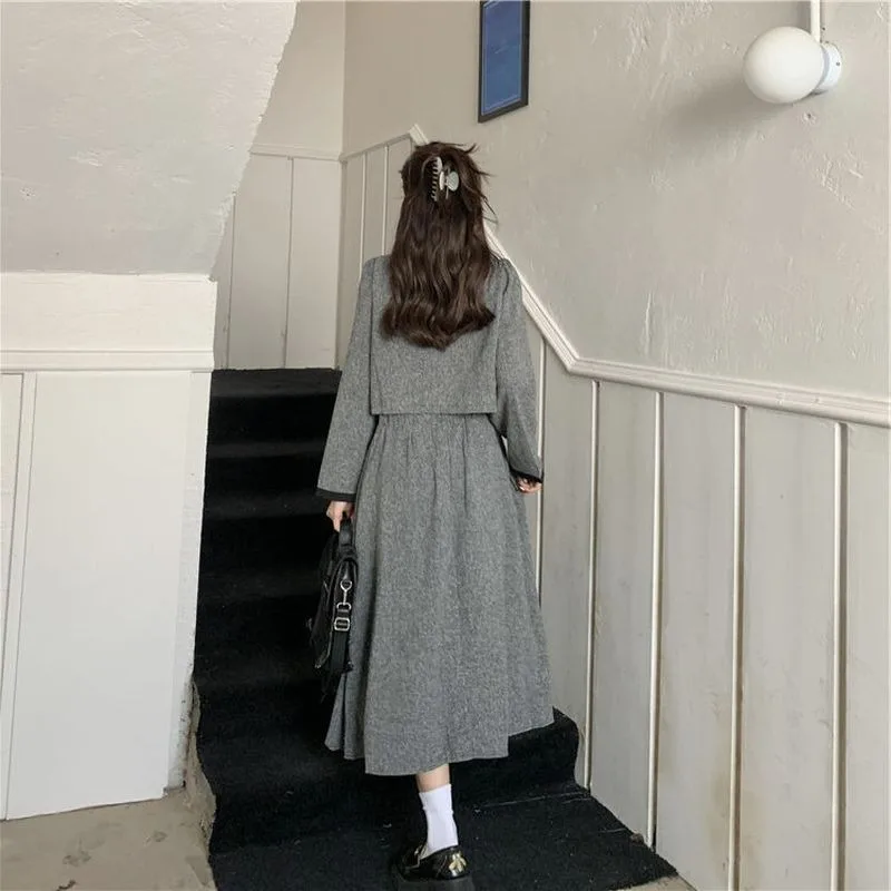 Insozkdg 여성용 스위트 우아한 스커트 정장, 더블 브레스트 블레이저 재킷 및 롱 스커트, 오피스 레이디 투피스 세트, 가을 2024 신상