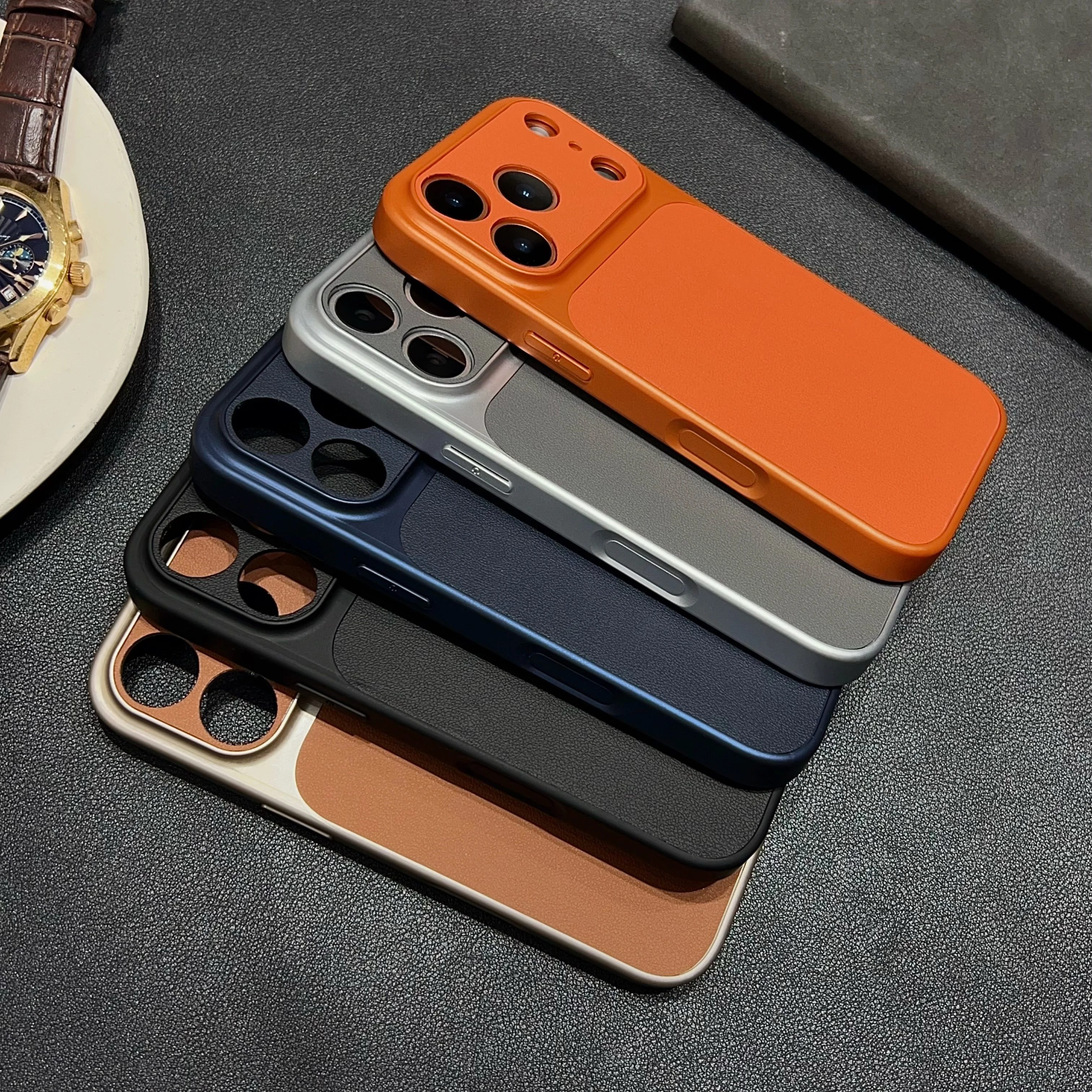 Luxury Leather Texture Magnetic Shockproof Phone Case with Hybrid PC Design and Bumper Back Cover