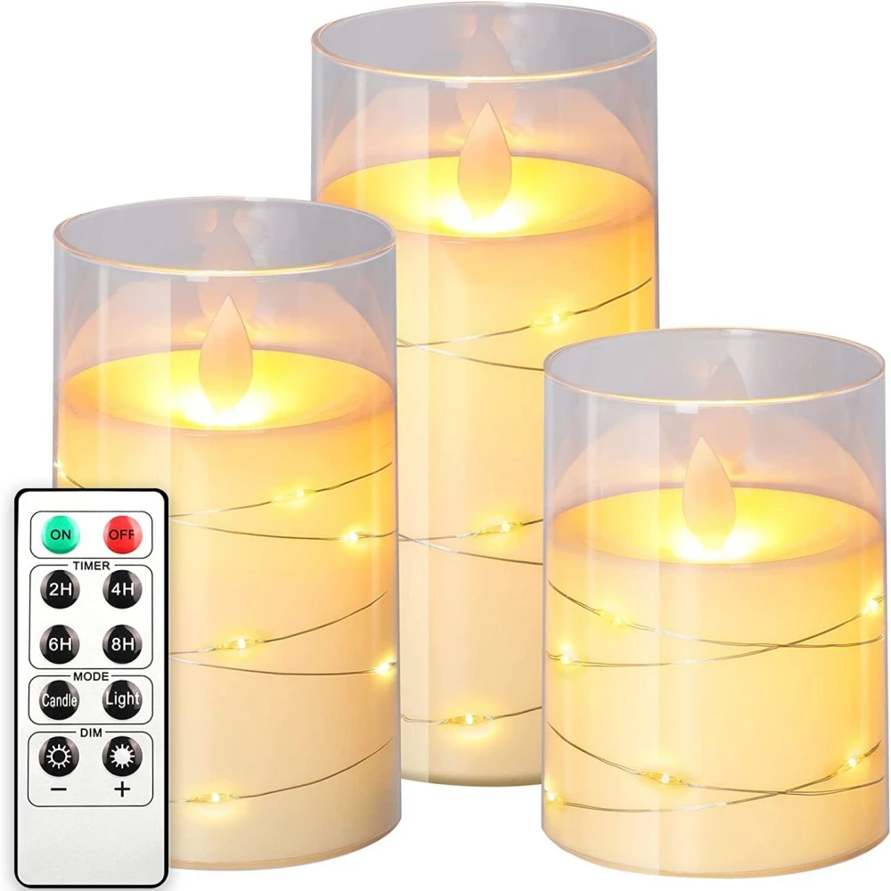 K di candele a LED senza fiamma da 3 pezzi con telecomando Set di candele con stoppino tremolante romantico per la festa di nozze di Natale  39