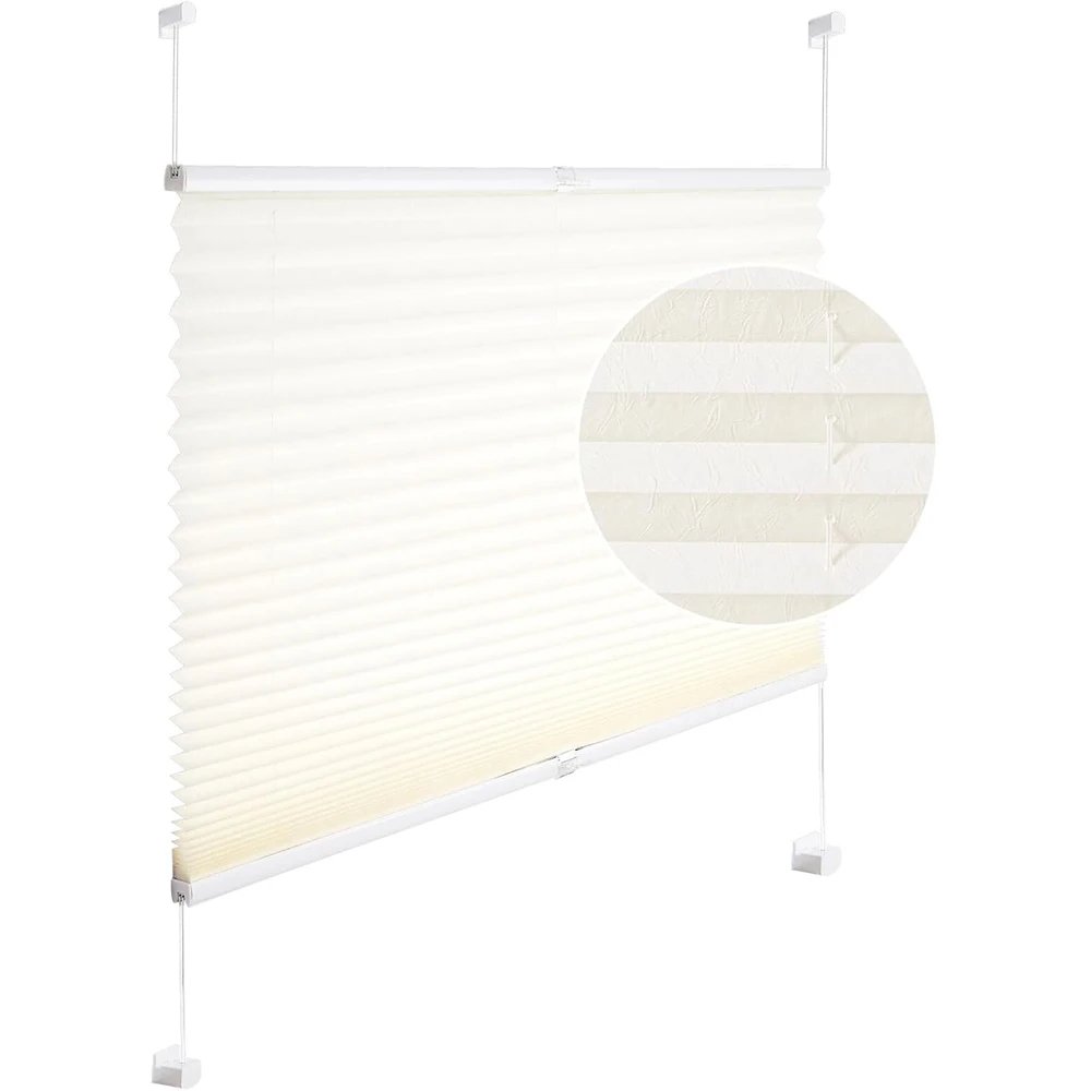 WOLTU Plissee-Jalousien, Klemmfix, kein Bohren, Easyfix, blickdicht, zusammenklappbarer Rollos, Sonnenschutz, Sichtschutz für Fenster und Türen