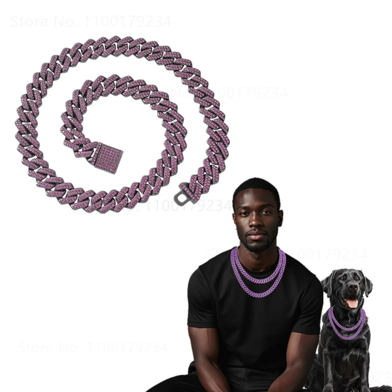 Dog Cuban Chain Collar Pet Necklace Jewelry Accessories 14/15mm For Small Medium Large Dogs Cat dog collar,pet collar,pet necklace