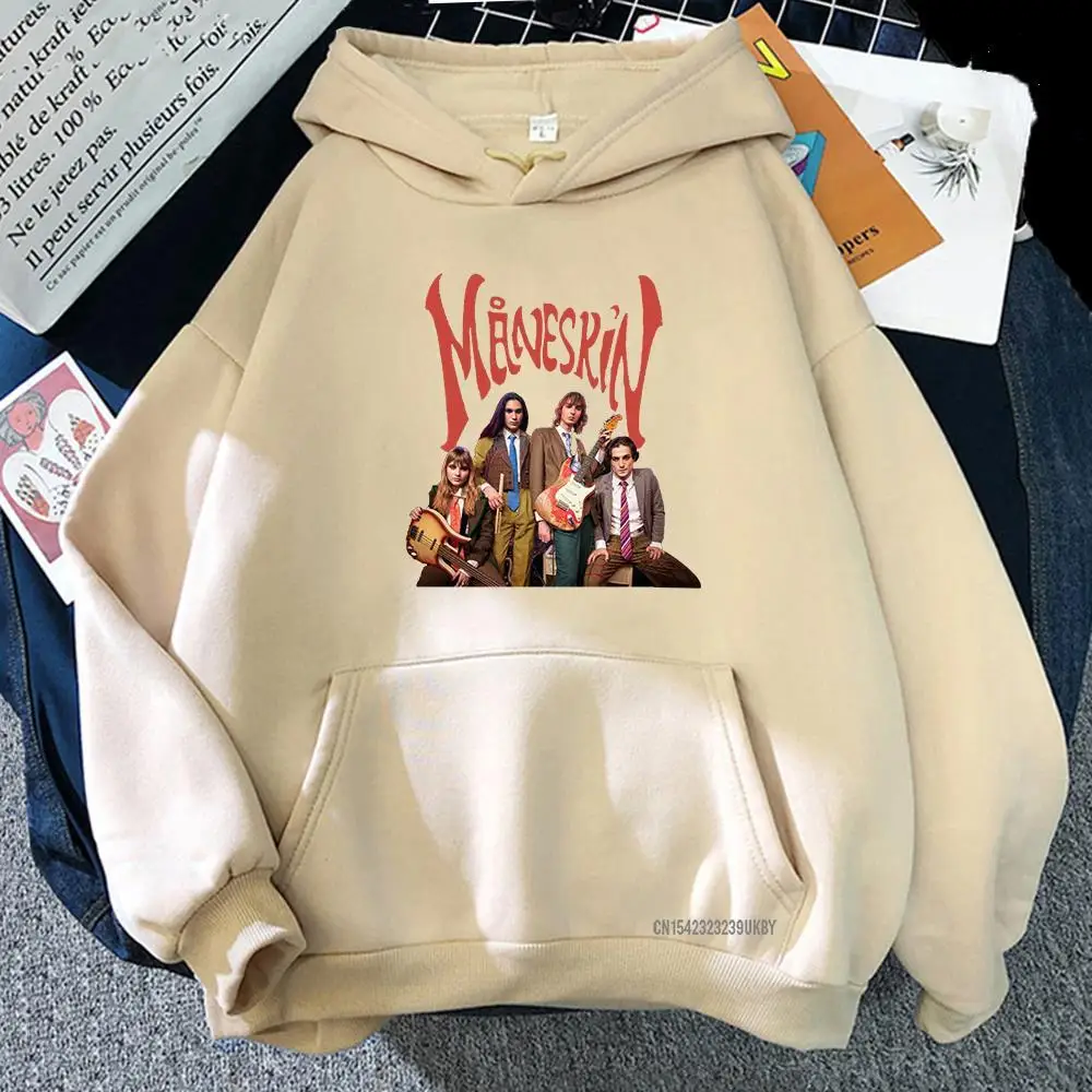 Maneskin Pattern Hoodie Long Sleeve Streetwear Mens Women Vintage Hooded Sweatshirt Tops Kawaii Oversized Hoodies 3