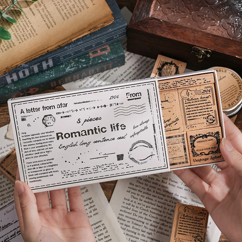 영어 트랙 레코드 시리즈 목재 고무 스탬프, DIY 스탬프, 문구 스크랩북 표준 스탬프, 2 팩/로트