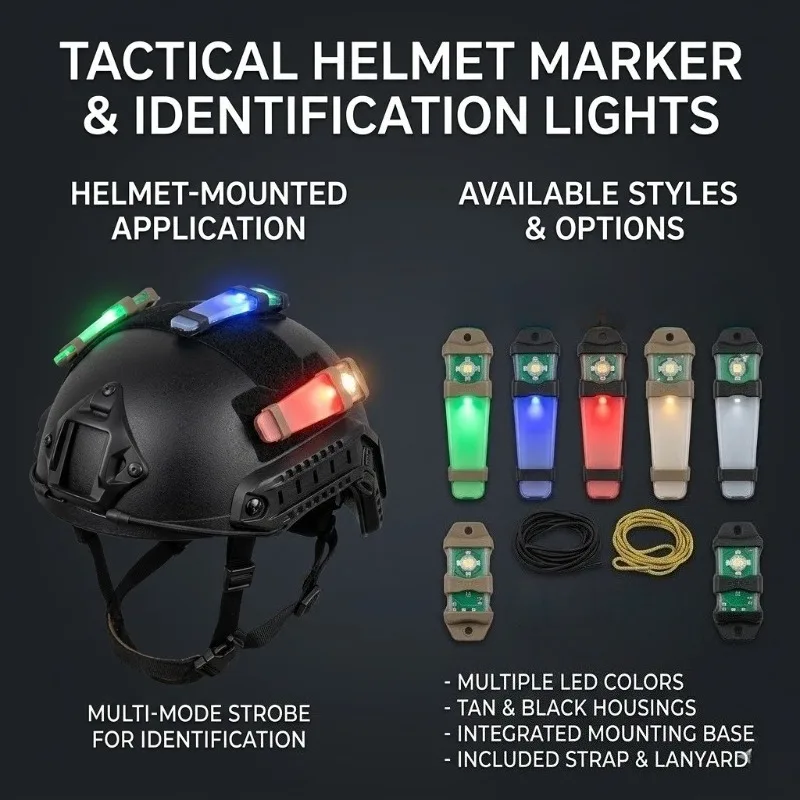Casque tactique FMA avec lumière stroboscopique IR - Lampe identification étanche randonnée survie