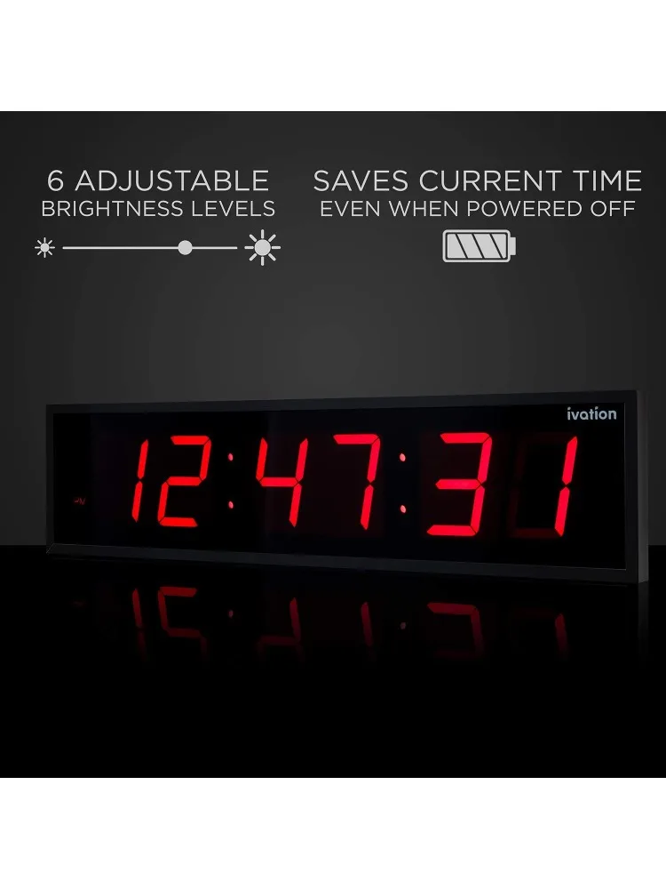 Digital Wall Clock - Huge 36" Inch Large Big Oversized Digital LED Clock with Stopwatch, Alarms, Countdown Timer & Temp