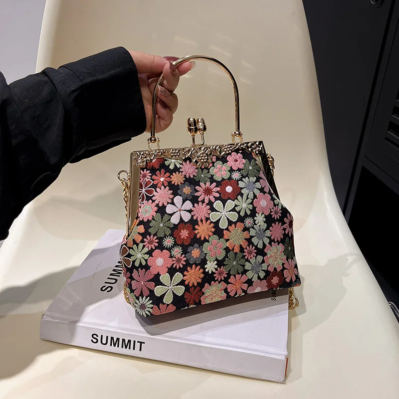 Moda Europea Cartera De Mano Estampada Bolso De Mano Floral De