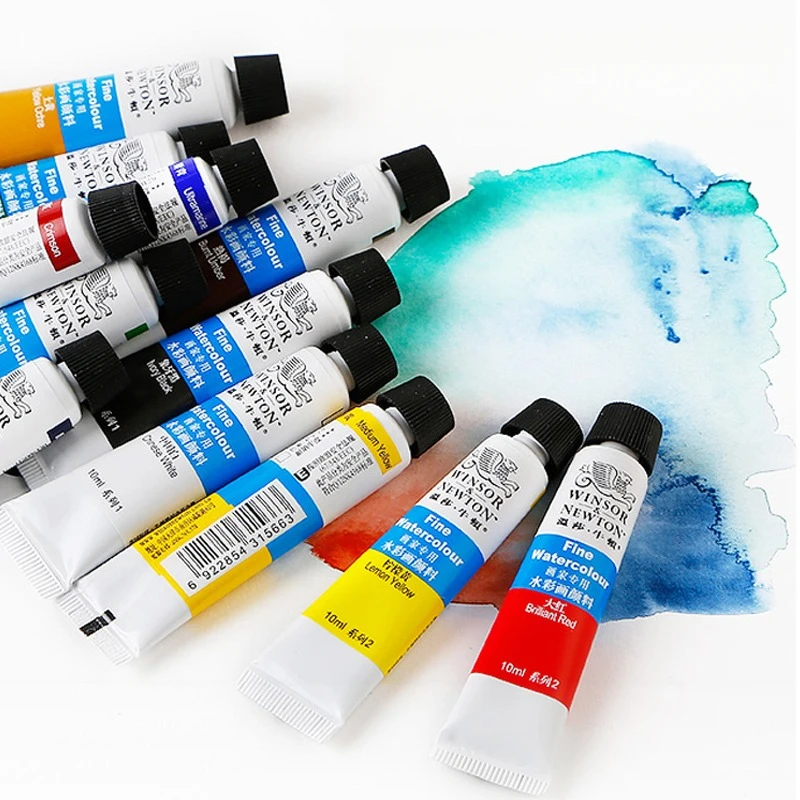 WINSOR & NEWTON Watercolor Paint Set 10ml Tubular 12 18 24 36 Colors Vivid Lightfast Colour Transparent Fine Smooth Paint watercolor painting set watercolor paint watercolor pigment