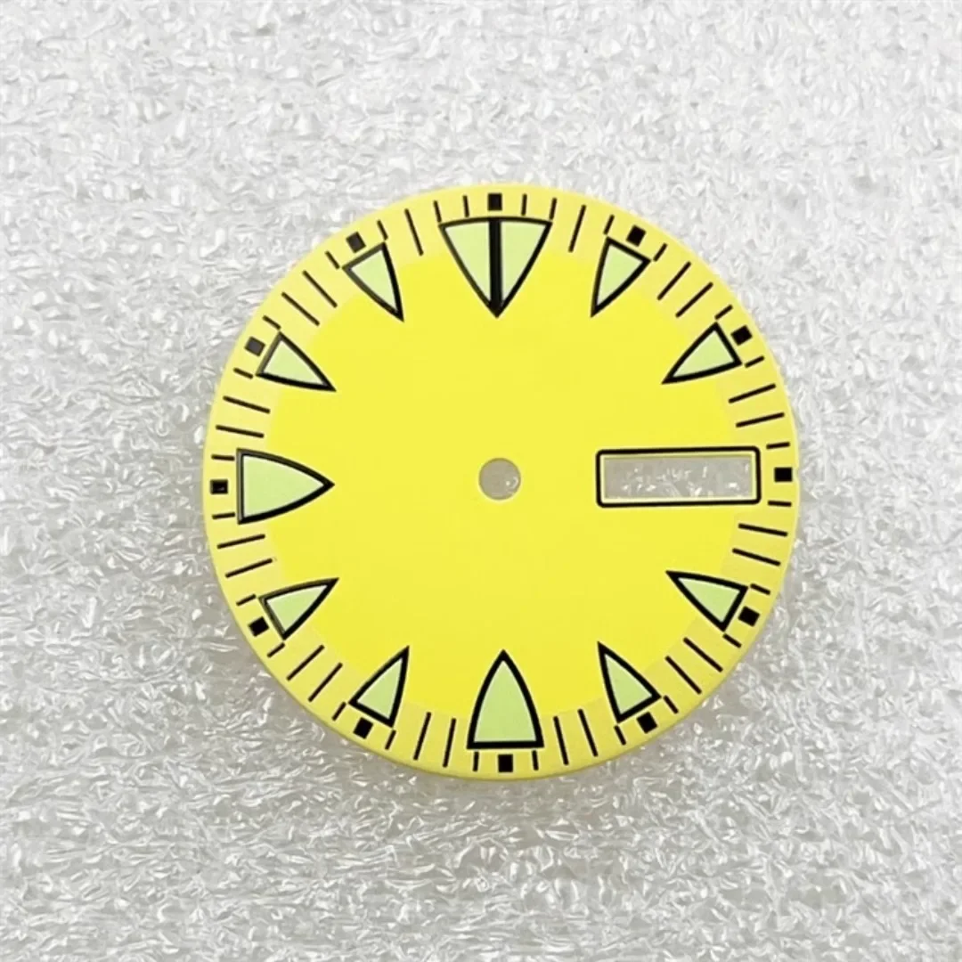 28.5mm NH36 Watch Dial Triangular Scale Dial Green Luminous Mechanical Watch Face for NH36A Dive Conversion Parts