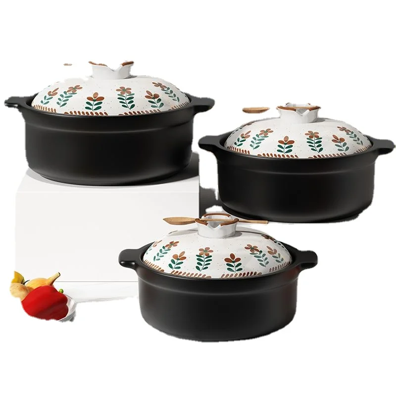 

Large Mouth Ceramic Casserole - Gas Stove and Open Flame Resistant, Non-Cracking, Ideal for Stewing and Cooking Soup