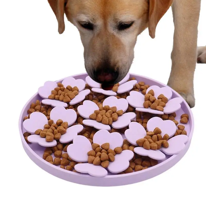 

Миска Для собачьего лака, арахисовое масло, миска-головоломка с присоской, приподнятый цветочный дизайн для воды, йогурта, влажной или сухой еды