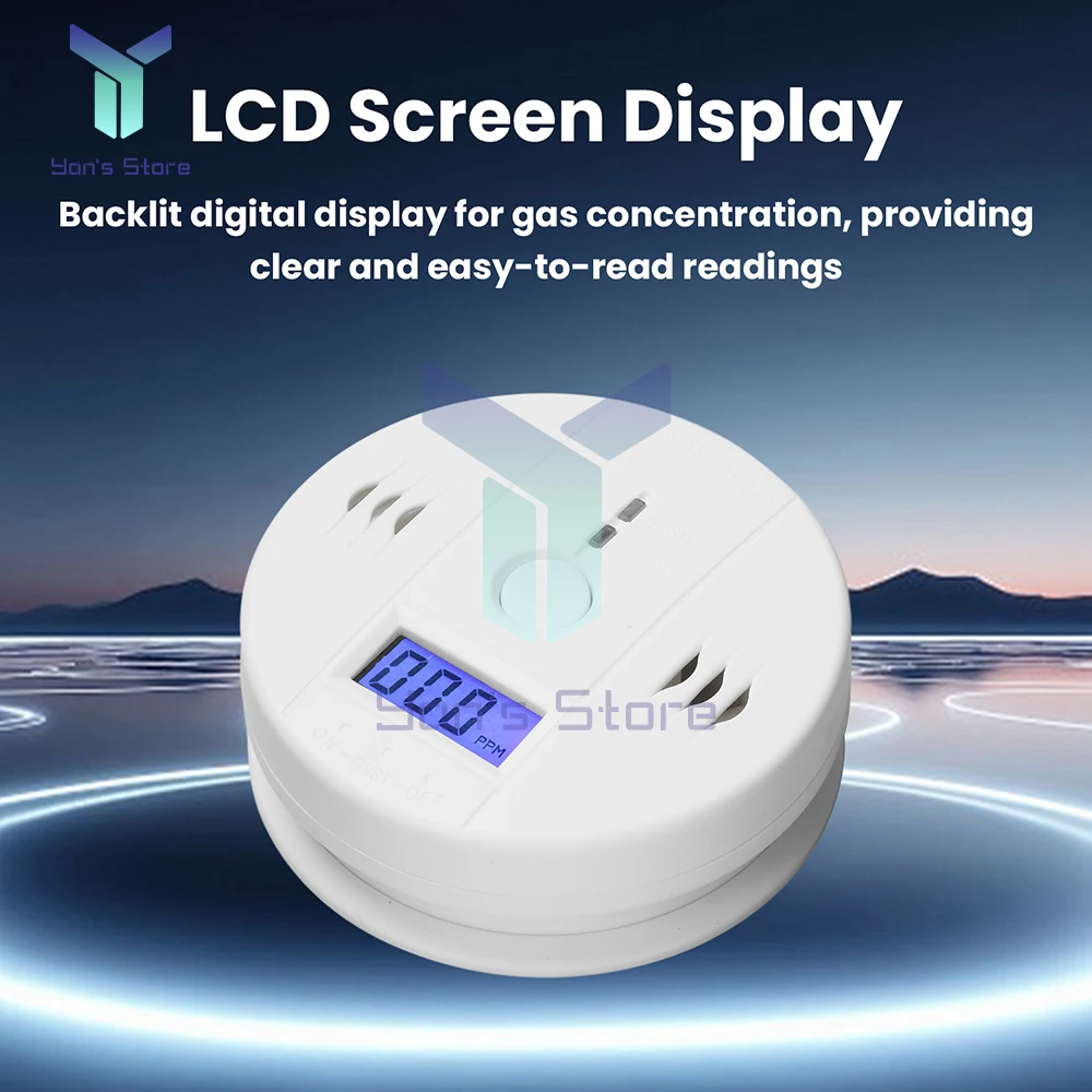 Bağımsız CO Alarm Sensörü Karbon Monoksit Alarm Dedektörü Yüksek Hassasiyetli Uyarı LCD Ekranlı CO Alarmı