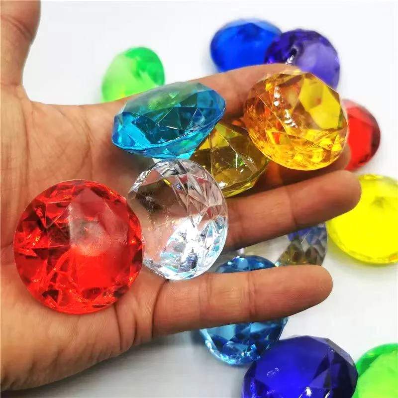 10PCS 다이아몬드 아크릴 보석 40MM 해적 보물 장난감 어린이 소년 소녀 할로윈 생일 파티 선물 스토킹 스터퍼 선물