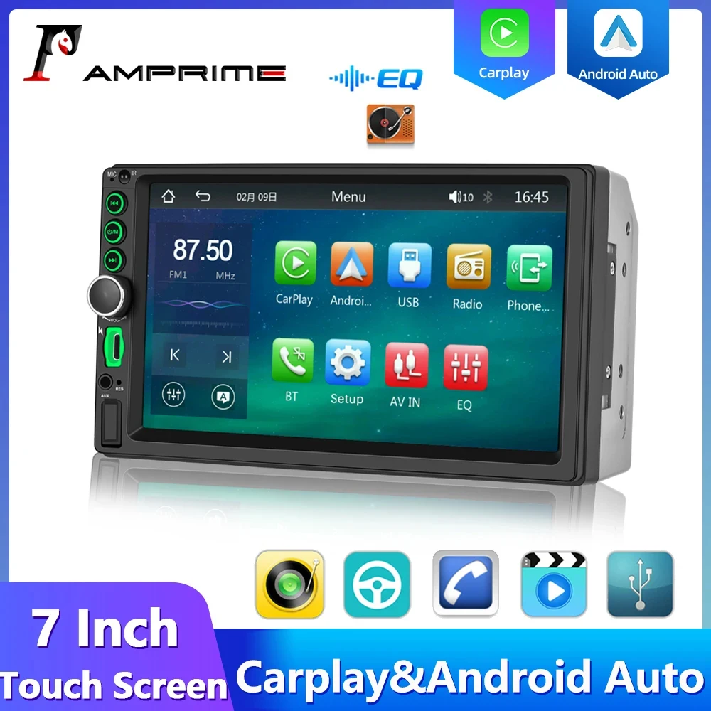 AMPrime 2din Car Radio 7 Inch Touch Screen CarPlay Autoradio Stereo Multimedia Player Bluetooth USB TF FM AUX Audio MP5 Player