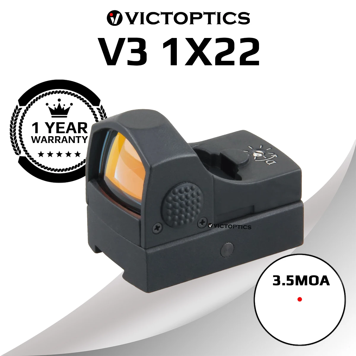 

Прицел винтовки Victoptics V3 1x22 с красной точкой «Ласточкин хвост», прицел с автоотключением, размер точки 3,5 мА, 60 минут, подходит для пистолета Glock 17 19