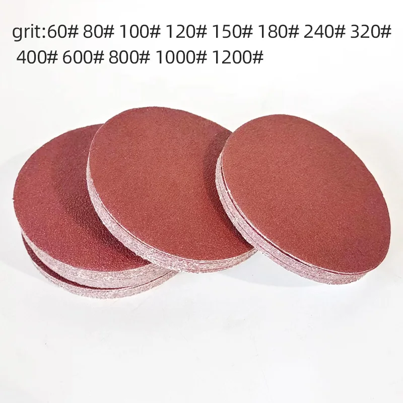ATPRO ? ? 레드 샌드 5인치 비천공 플로킹 원형 건식 샌딩 페이퍼 125mm 백킹 플로킹 자가 접착 샌딩 시트