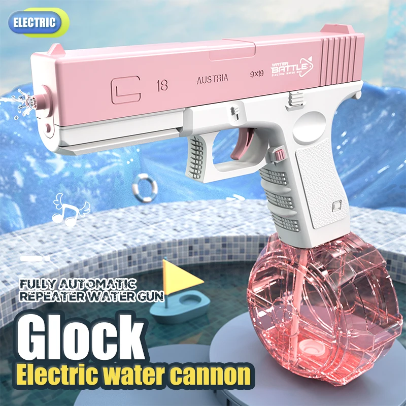 2024 New Glock Drum Edition Electric Water Gun Automatic Children Beach Water Gun Toys Parent-child Outdoor Toys 5