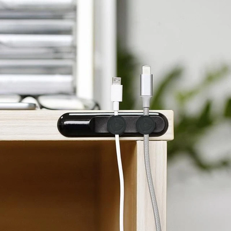 

High Quality Magnetic Cable Winder Silicone USB Cable Organizer Wire Cord Desk Holder Date Charging Cable Tidy Clip