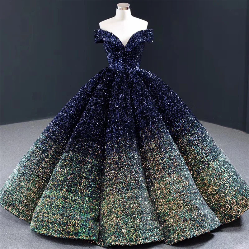 Quinceanera Dresses New Sequin Prom Dress Ball Gown Boat Neck Off The Shoulder Puffy For Vestidos Para 15 party dress quinceanera dresses