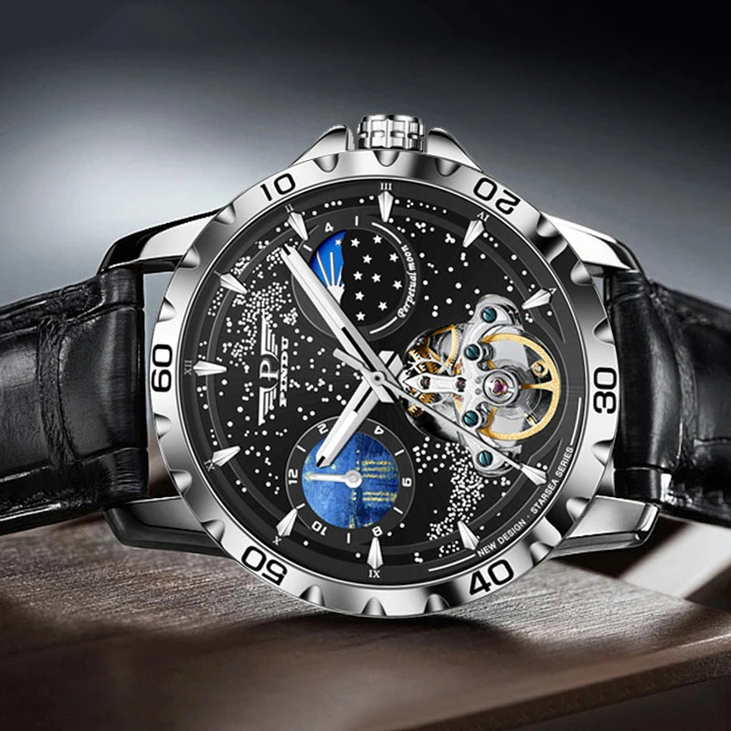 PINDU Men Watch Automatic Movement Luminous Hands Watch fro Large Dial