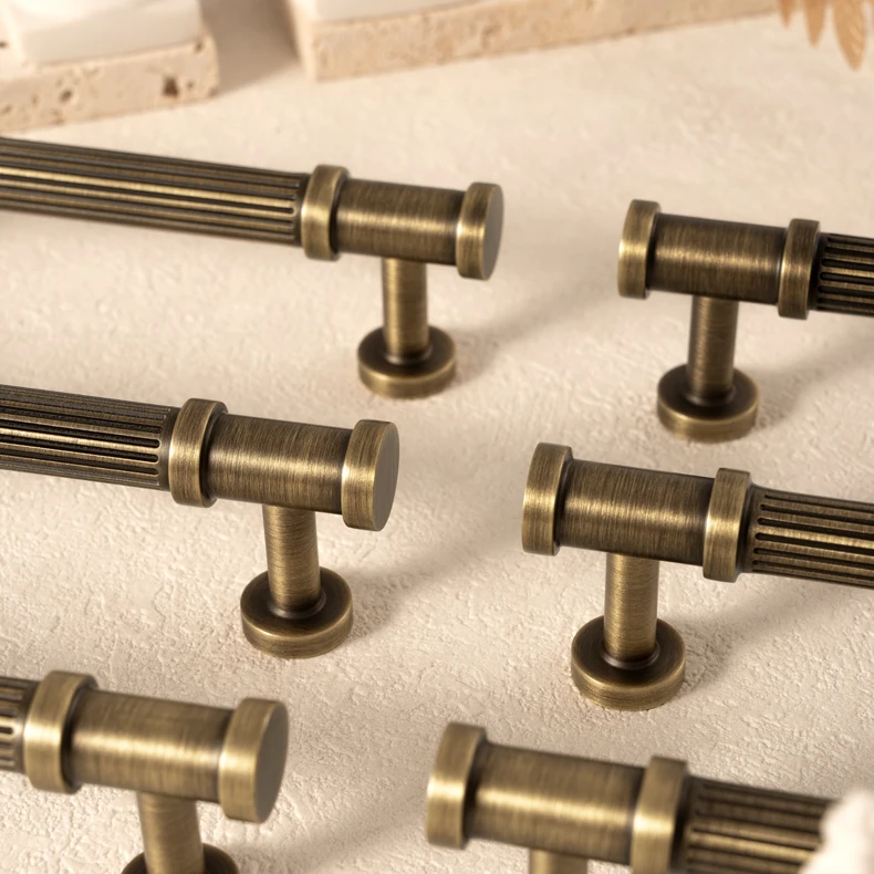 brass T bar cabinet pull antique bronze finish