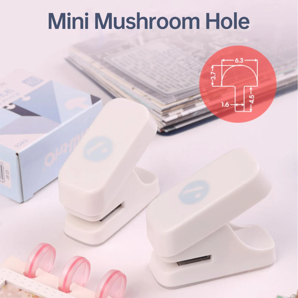 KW-triO Mushroom Single Hole Punch Paper Puncher Mini DIY Cutter for A4 A5 B5 Notebook Scrapbook Diary Planner Calendars