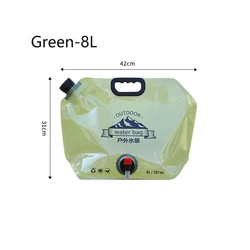 Collapsible Outdoor Sports Water Storage Bag - Large Capacity with Faucet (Green - 8L)