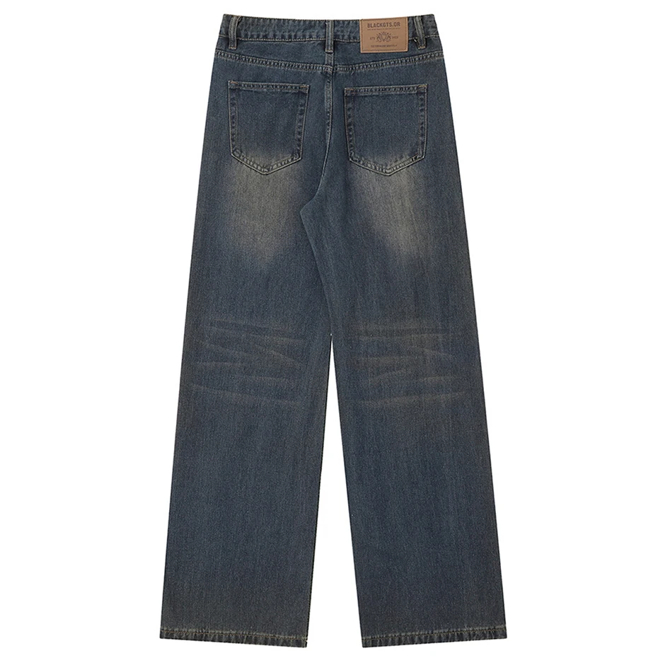 Y2K Blue Jeans Spider Web Printed Baggy Denim Pants Fashion
