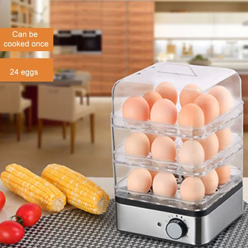 Egg Steamer KY-301 Three Layers Of Steamer Can Cook 24 Eggs At a Time Electric Can Steam Corn At a Fixed Time
