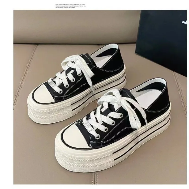 

Thick bottom Sponge cake Canvas shoes Women's 2024 spring and autumn New Leisure student sport Board shoes
