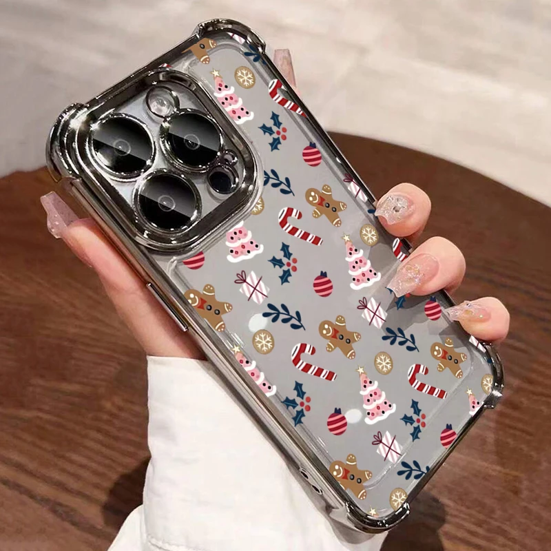Festive Santa Claus Electroplate Airbag Clear Phone Case Cover