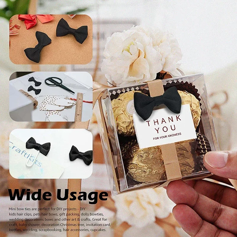 50 Pcs Mini Satin Bows Ribbon Vintage Soft Boutique Flower Bowknot DIY Sewing Craft Bow Home Wedding Party Decor Bowties ribbon bow decoration