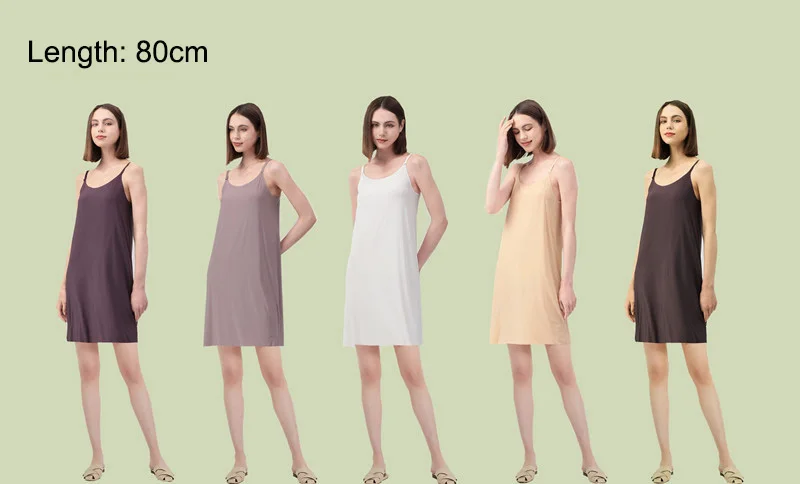 Description Picture 3 of itemSeamless Full Slip Dresses for Women Summer Plus Size Silky Petticoat Underskirt Dress Sleeveless Underwear Night Wear Ootd