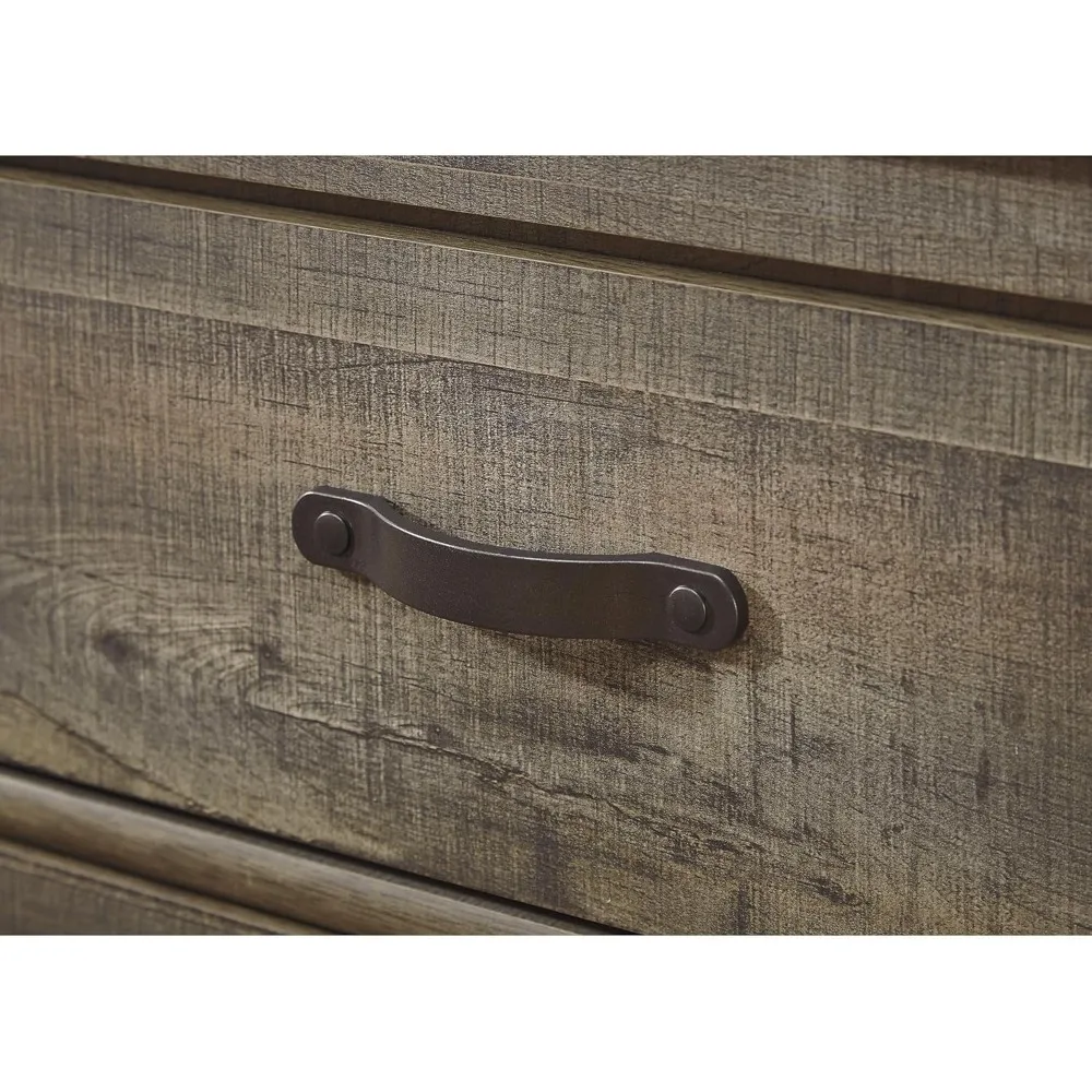 Trinell Rustic 2 Drawer Nightstand with USB Charging Stations - 29.65" Tall in Warm Brown 3