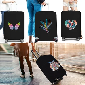Защитный чехол для багажа, эластичный, с принтом в виде перьев, пылезащитный, для чемодана 18-28 дюймов