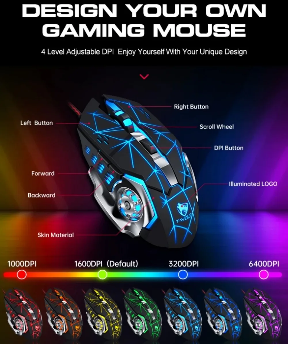 5 in 1 RGB 게이밍 키보드 마우스 콤보 한손 컨트롤러 컨버터 유선 저지연 PUBG 모바일 안드로이드 iOS PC용