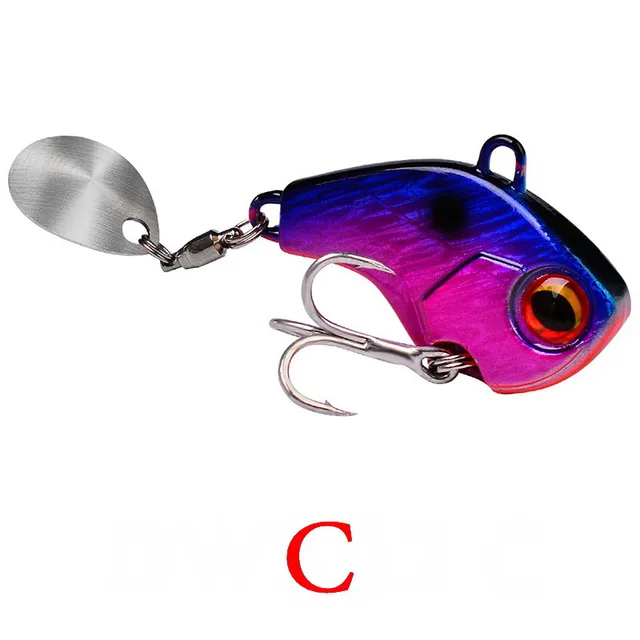 Fishing Lures Wobble Rotating Metal Vib Vibration Bait For Winter Fishing Treble Hook Artificial Hard Baits Spinner Spoon Lure C
