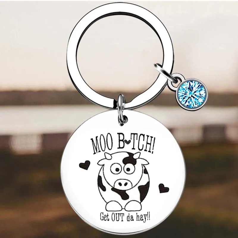 

New Cow Key Chain Ring Crazy Cow Lady Gift keychains pendant Mom Present Cattle Gift