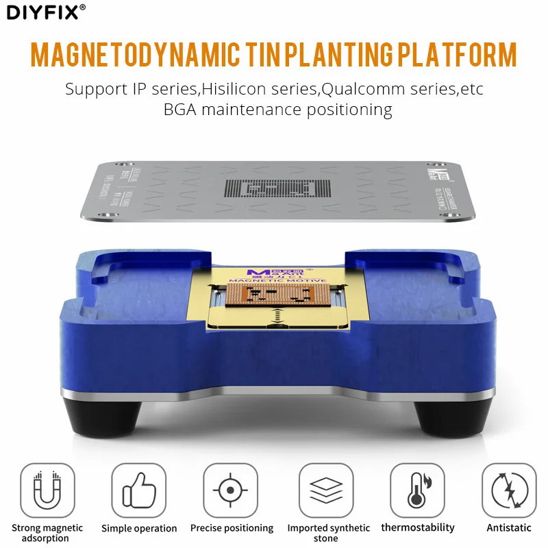 MaAnt Magnetic Tin Planting Platform For iPhone HiSilicon Qualcomm Series BGA CPU Reballing Stencil Repair Positioning Tool