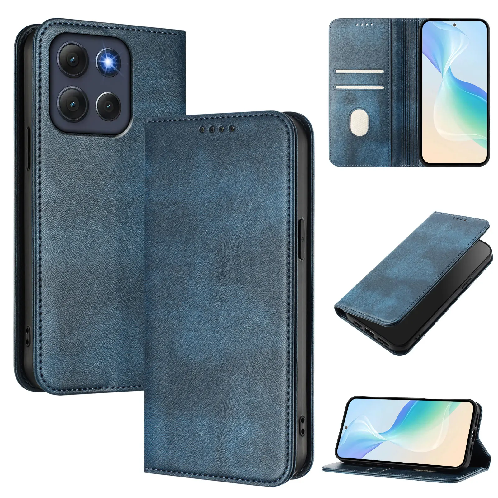 Vintage-Style Magnetic Leather Wallet Phone Case with Card Holder & Flip Cover