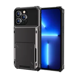 Durable Shockproof SUV Flip Cover with Card Slots and Holder - iPhone 13 12 Mini (Grey)