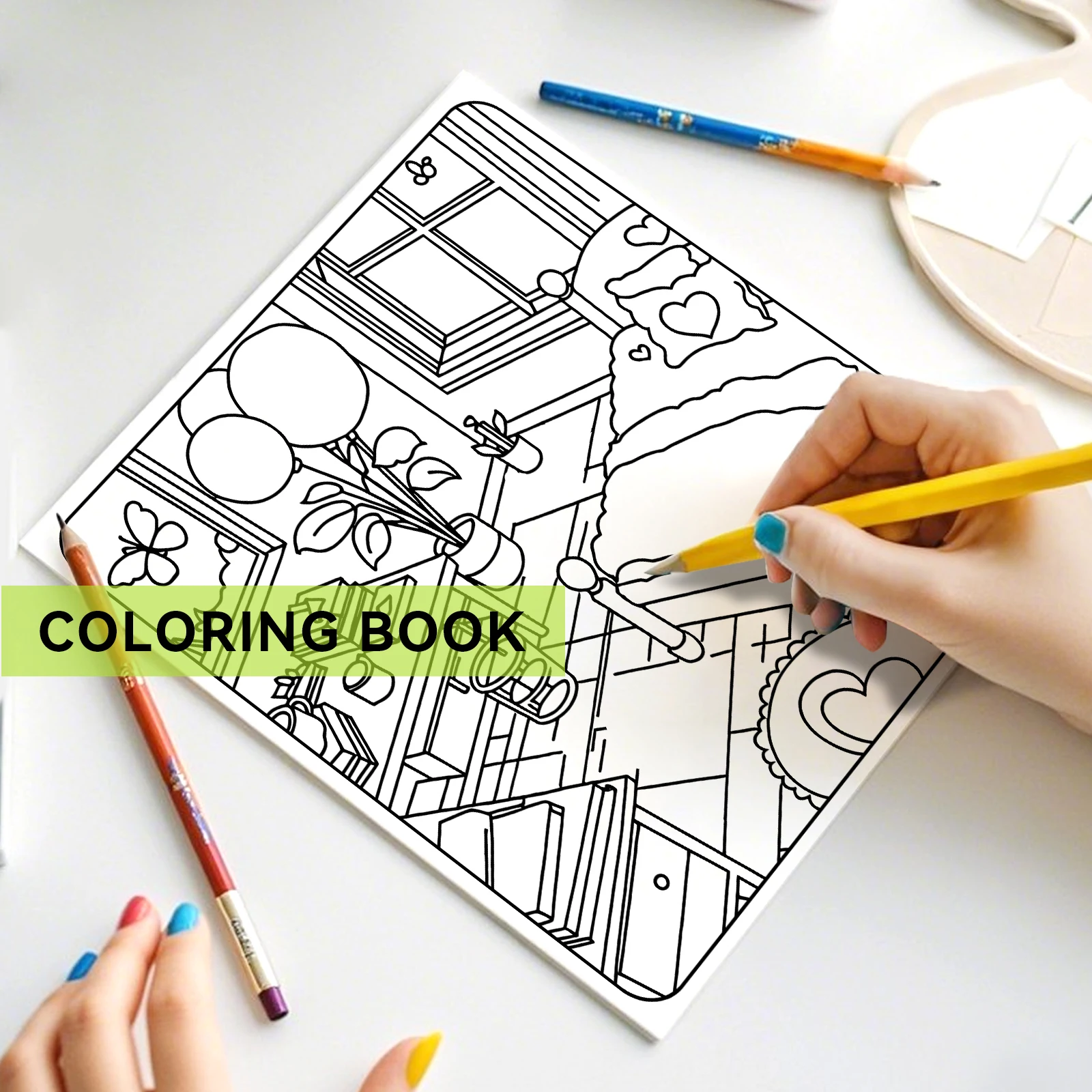 COZY RETREATS Coloring Book for Adults & Teens Featuring Adorable Animals Valentines Graffiti Painting Drawing books ﻿ 5