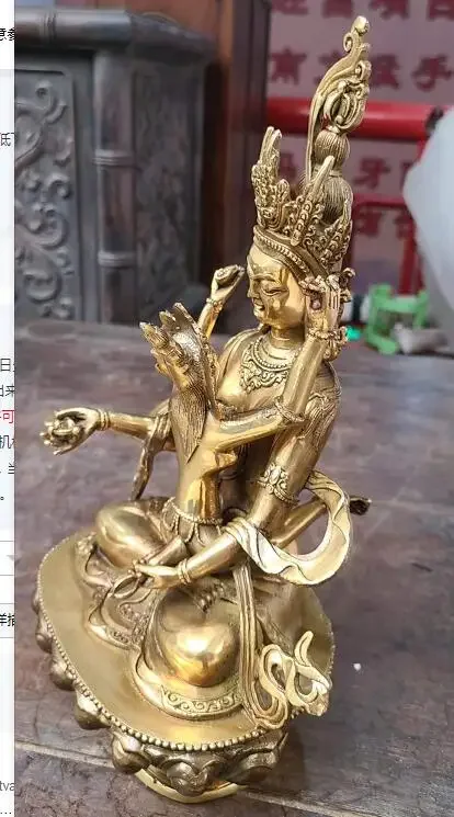 collectibles Tibetan Buddhist bronze Vajrasattva Yabyum buddha statue 28 cm 2KG wedding copper Decoration real Brass