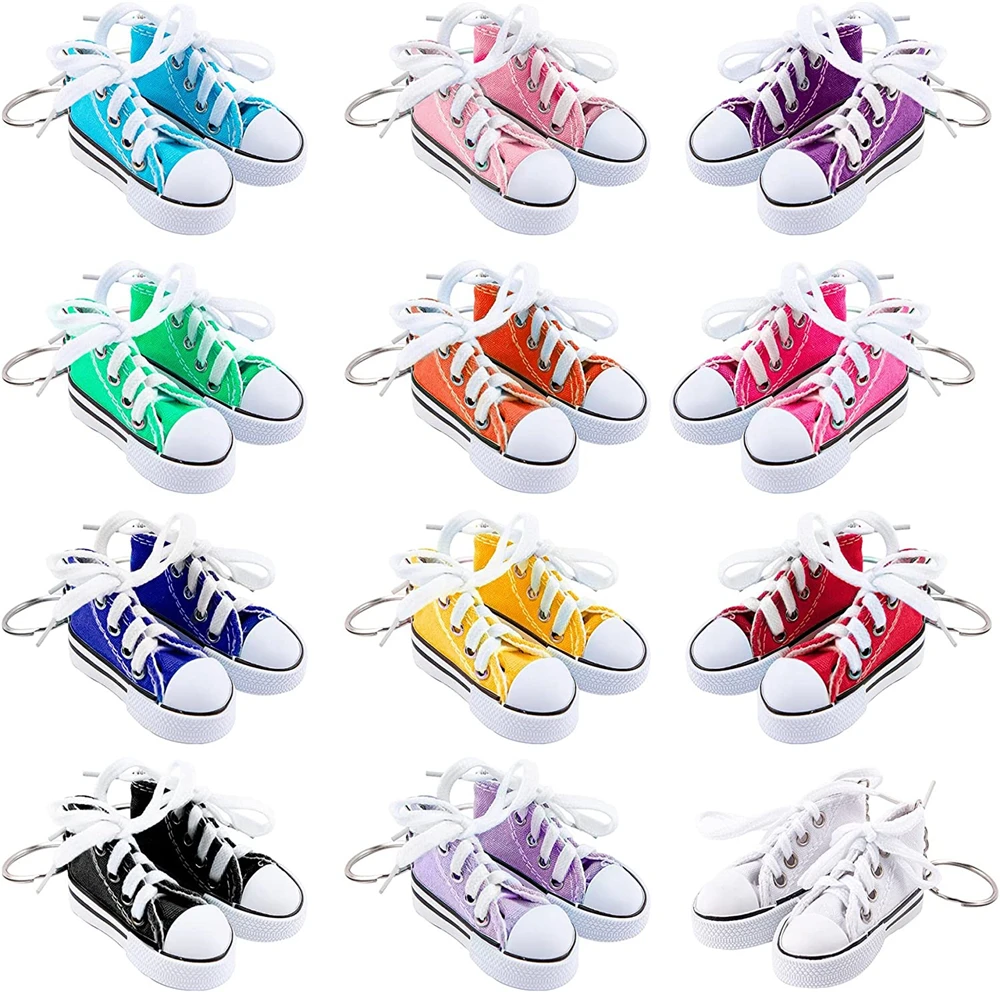 Creative 3D Canvas Sneaker Tennis Shoe Keychain Cute Mini Sport Shoes Pendant Keyrings Car Simulation Trinket Bag Key Holder